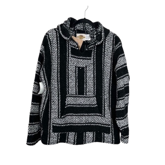 Earth Rags Tops - EARTH RAGS Journeys Baja Hooded Pullover Hoodie in black size Small